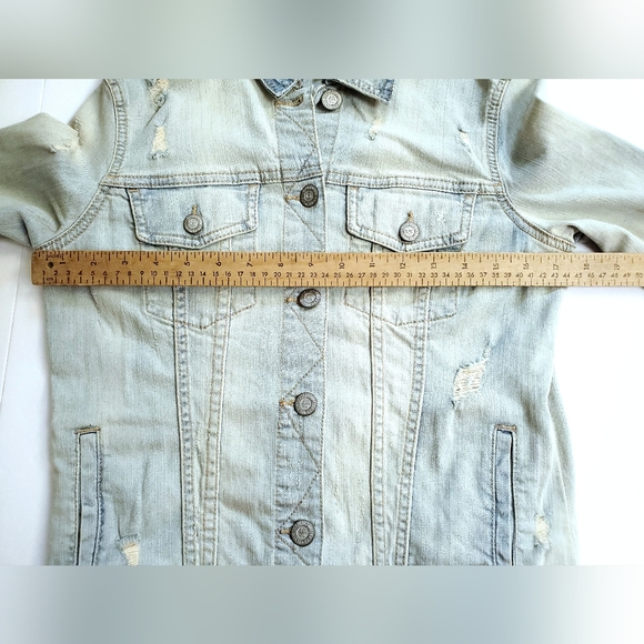NWT Aeropostale Light Wash Blue Denim Jean Jacket Womens Sz XS Distressed - Picture 5 of 12